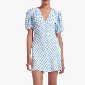 Staud Gingham Daisy Mini Dress